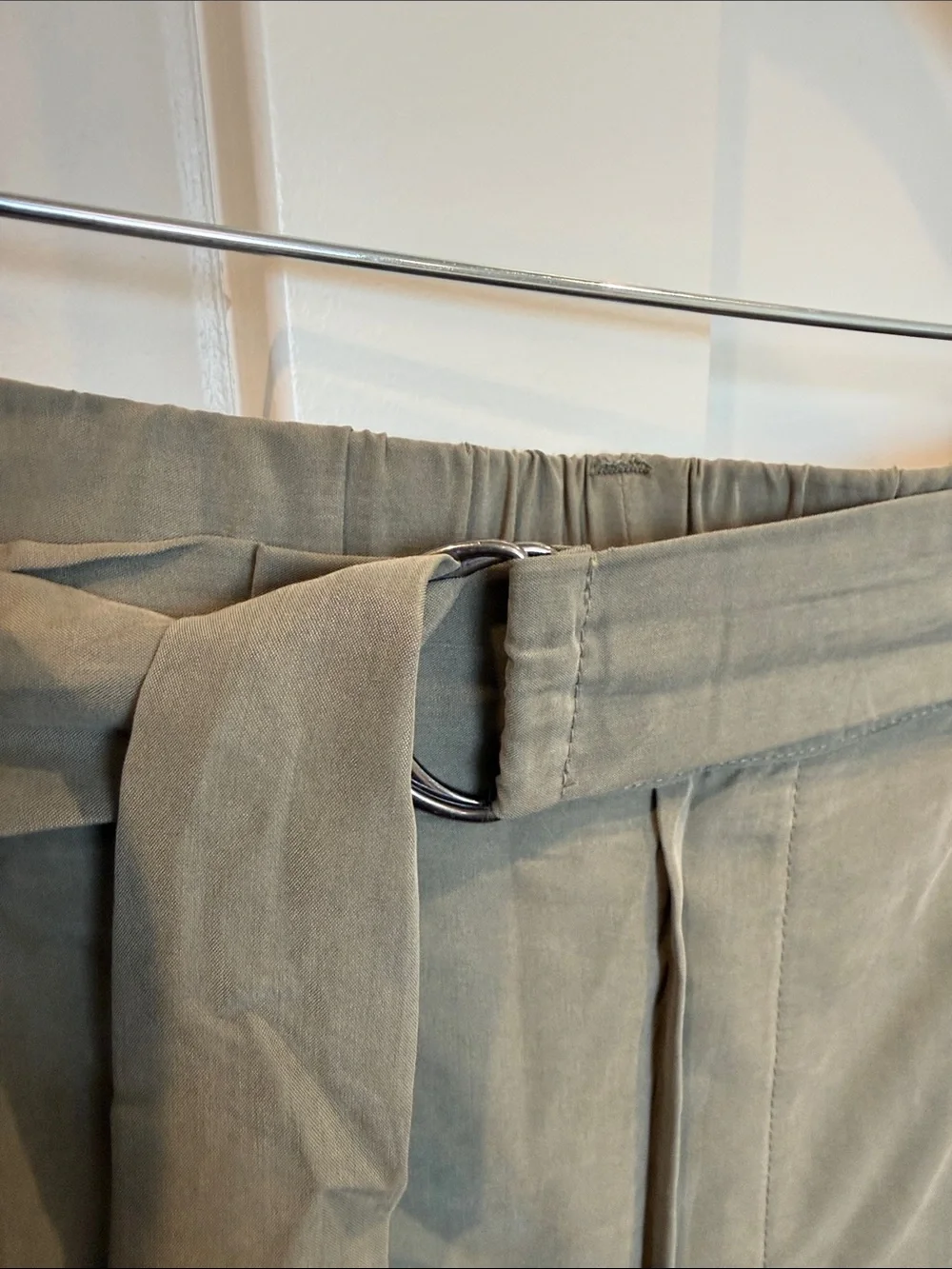 Kenneth Cole Olive Tie-Waist Tapered Chinos